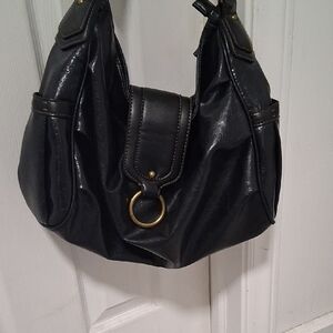 Nine & Co. Black Hobo Bag with Gold Accents